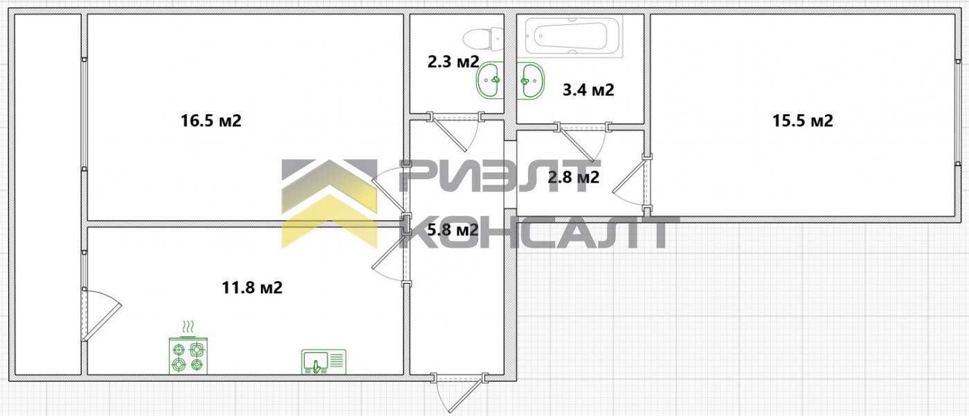 2-комн. квартира, Вторичка, 60м², 12/14 этаж миниатюра 6