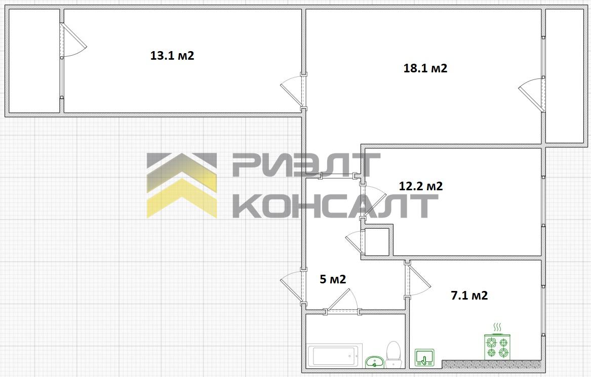 3-комн. квартира, Вторичка, 60.50м², 4/9 этаж миниатюра 29