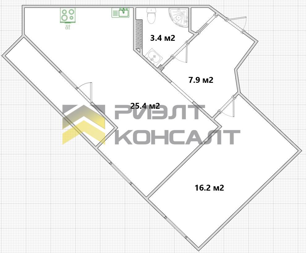 2-комн. квартира, Вторичка, 54м², 5/10 этаж миниатюра 27