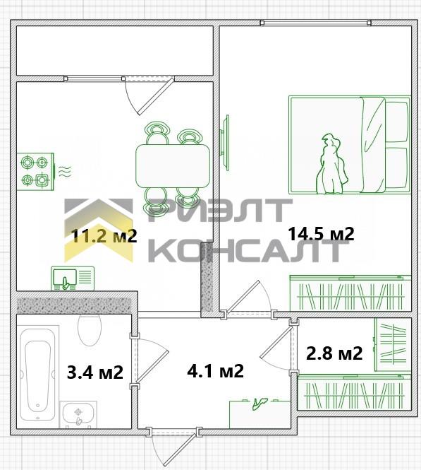 1-комн. квартира, Новостройка, 37.36м², 12/21 этаж миниатюра 4