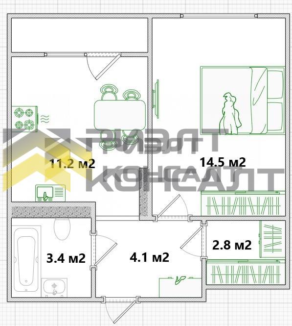 1-комн. квартира, Новостройка, 37.36м², 12/21 этаж миниатюра 5