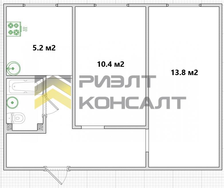 2-комн. квартира, Вторичка, 40.20м², 7/9 этаж миниатюра 25