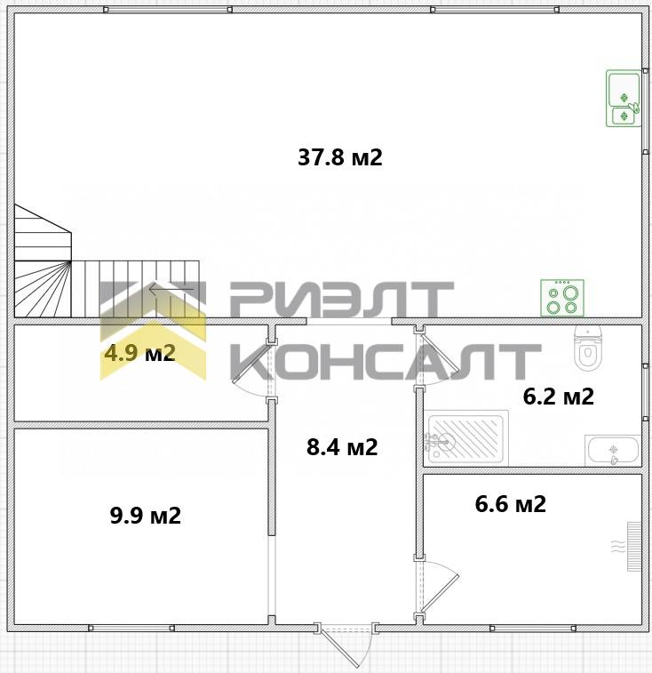 Дом, 156м², 10 соток, 2 этажа, 5 комн., стены: Газоблоки миниатюра 35