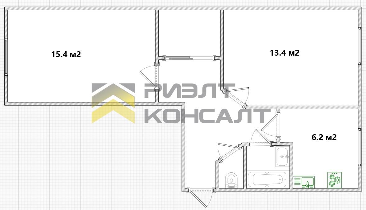 2-комн. квартира, Вторичка, 48.70м², 1/5 этаж миниатюра 28