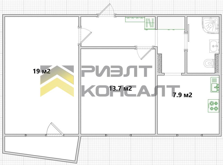 2-комн. квартира, Вторичка, 54м², 4/9 этаж миниатюра 34