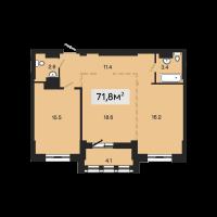 2-комн. квартира, Новостройка, 69.10м², 9/19 этаж