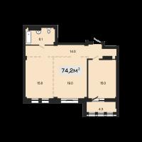 2-комн. квартира, Новостройка, 71.50м², 9/19 этаж