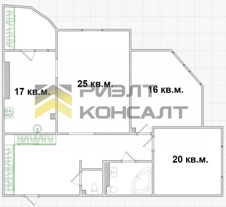 3-комн. квартира, Вторичка, 108.50м², 12/16 этаж миниатюра 3
