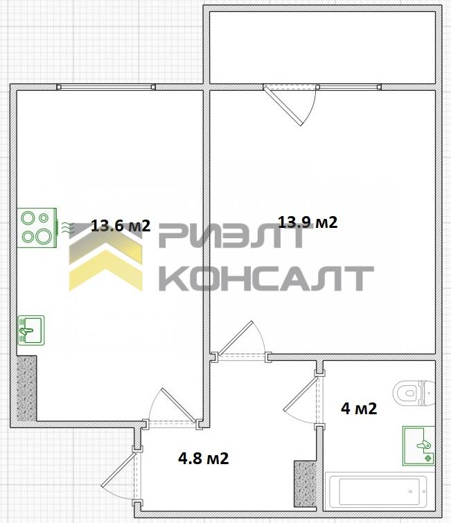 1-комн. квартира, Вторичка, 36.30м², 4/10 этаж миниатюра 11