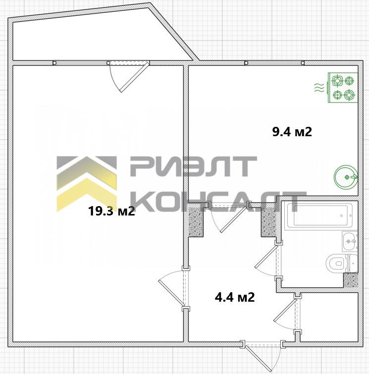 1-комн. квартира, Вторичка, 37м², 7/9 этаж миниатюра 11