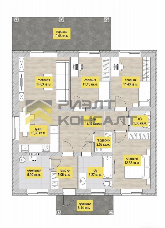 Дом, 120м², 9 соток, 1 этаж, 3 комн., стены: Газоблоки миниатюра 15