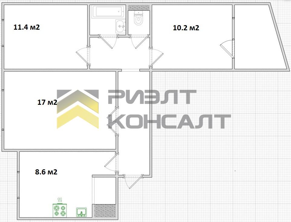 3-комн. квартира, Вторичка, 62.90м², 5/9 этаж миниатюра 25