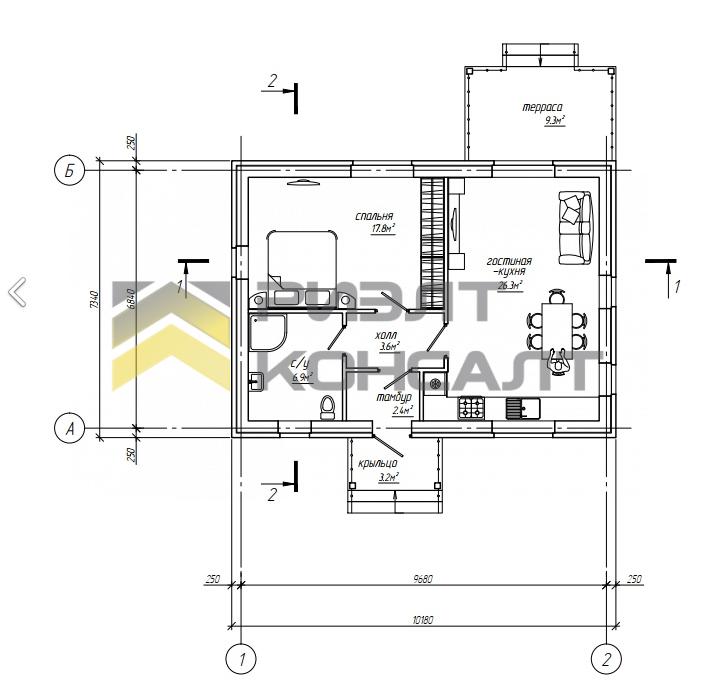 Дом, 70м², 12 соток, 1 этаж, 2 комн., стены: Газоблоки миниатюра 8
