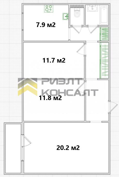 3-комн. квартира, Вторичка, 66.60м², 10/11 этаж миниатюра 25