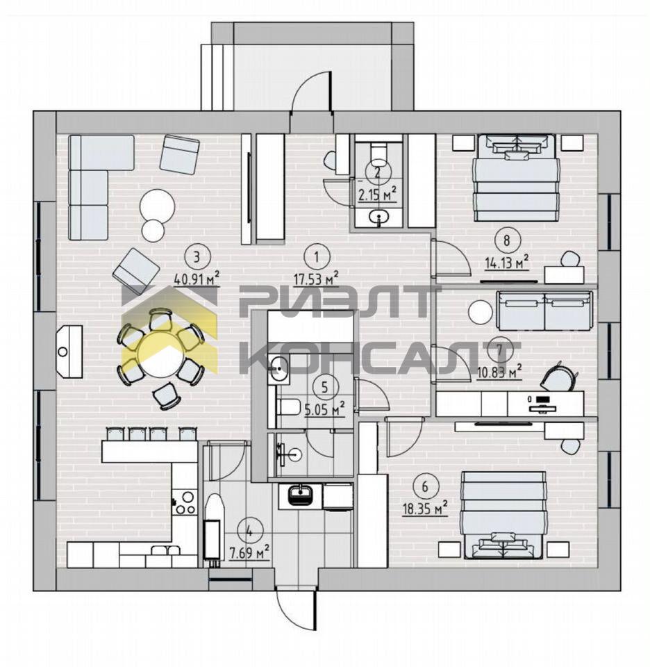 Дом, 127м², 6 соток, 1 этаж, 3 комн., стены: Газоблоки миниатюра 21