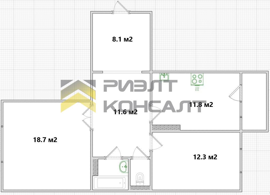 2-комн. квартира, Вторичка, 66.60м², 2/16 этаж миниатюра 21