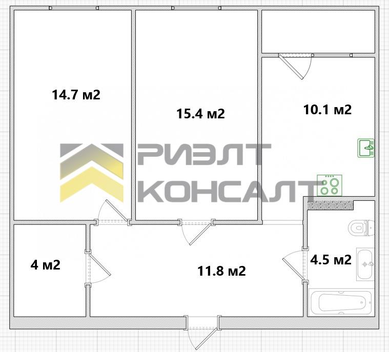 2-комн. квартира, Вторичка, 63.80м², 17/17 этаж миниатюра 17