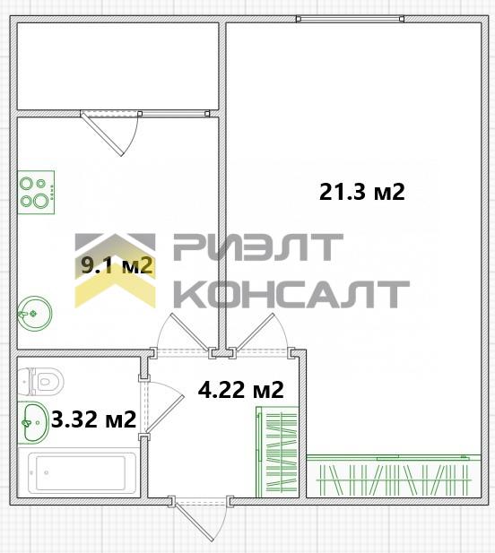 1-комн. квартира, Вторичка, 38.20м², 4/17 этаж миниатюра 28