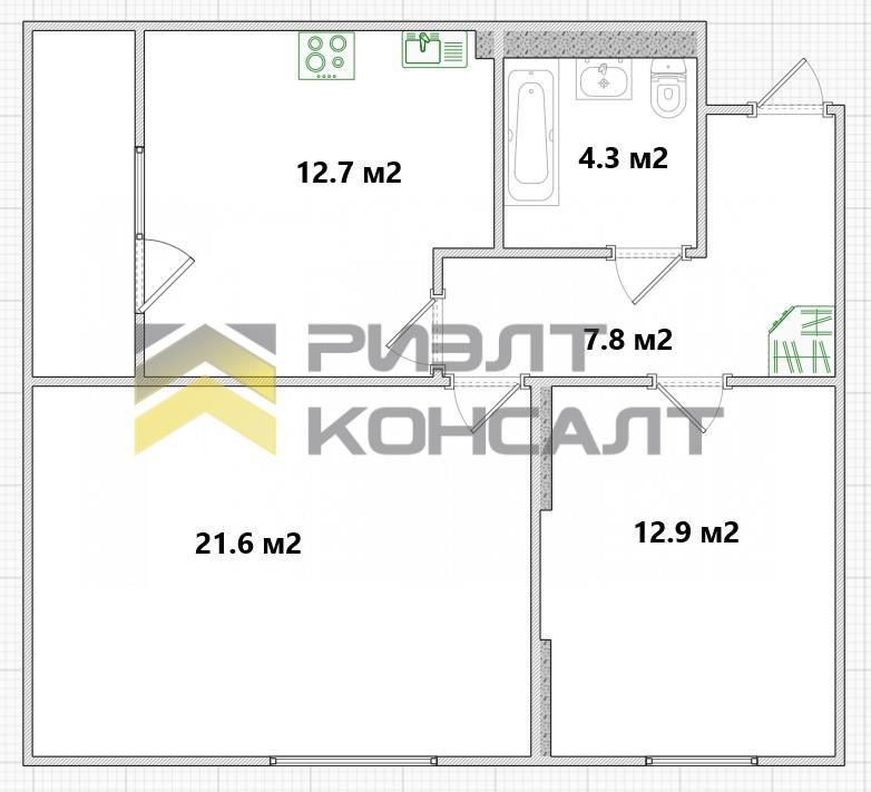 2-комн. квартира, Вторичка, 62м², 5/17 этаж миниатюра 34