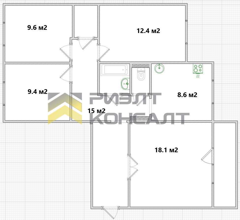 4-комн. квартира, Вторичка, 77.90м², 5/9 этаж миниатюра 23
