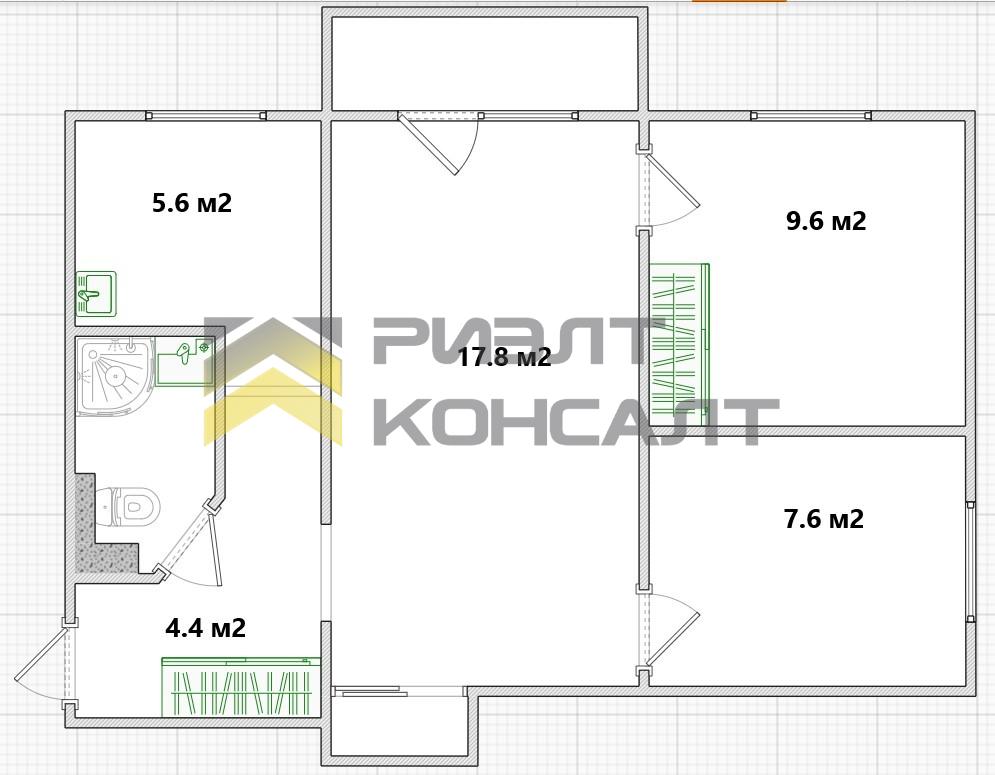 3-комн. квартира, Вторичка, 48.40м², 4/5 этаж миниатюра 39