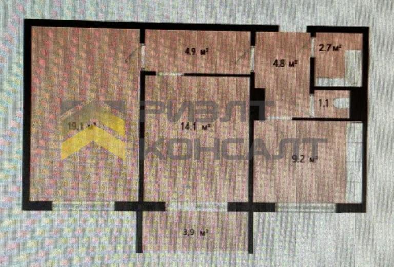 2-комн. квартира, Вторичка, 55.20м², 2/10 этаж миниатюра 10