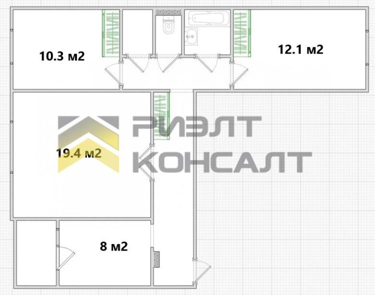 3-комн. квартира, Вторичка, 68.80м², 7/12 этаж миниатюра 18