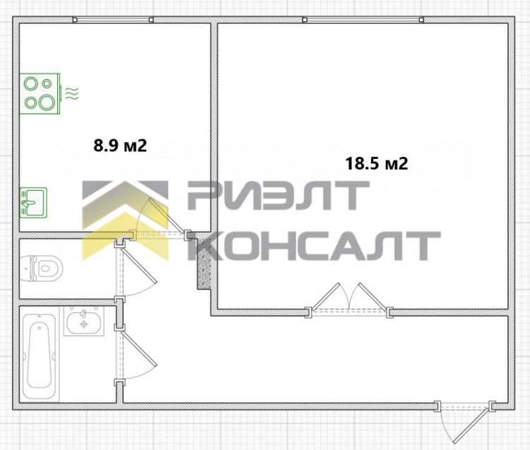 1-комн. квартира, Вторичка, 40.70м², 1/12 этаж миниатюра 17