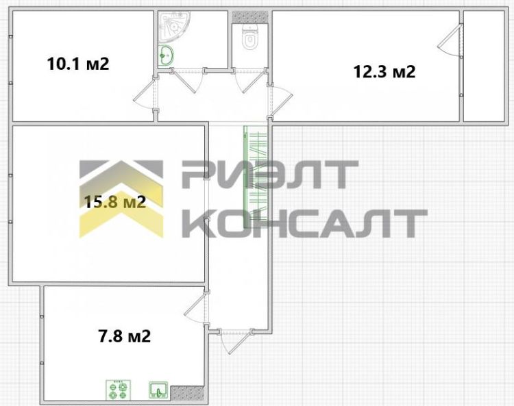 3-комн. квартира, Вторичка, 60.60м², 1/9 этаж миниатюра 17