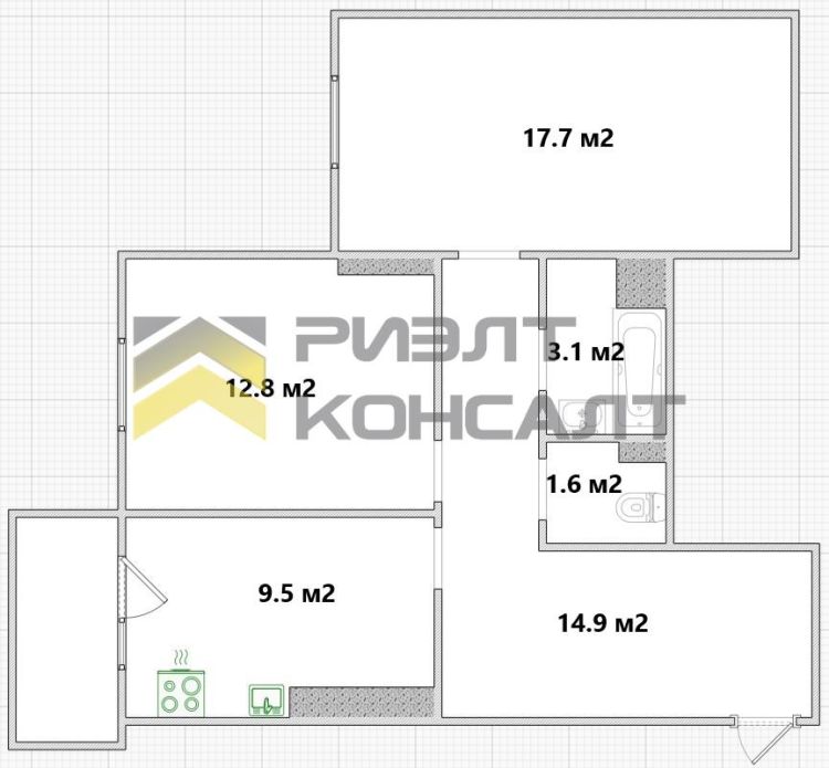 2-комн. квартира, Вторичка, 60м², 8/10 этаж миниатюра 13