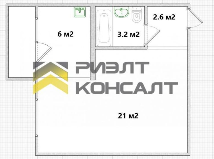 1-комн. квартира, Вторичка, 32.80м², 15/16 этаж миниатюра 18