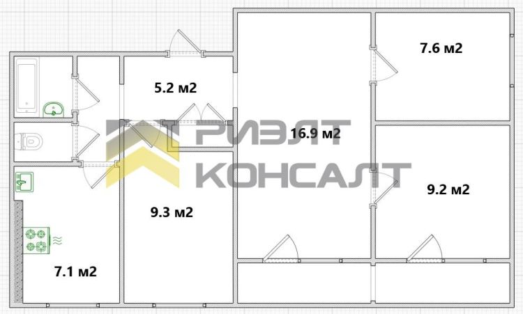 3-комн. квартира, Вторичка, 59.90м², 7/9 этаж миниатюра 18