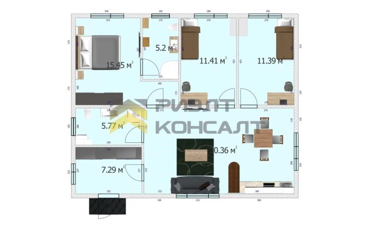 Коттедж, 94м², 6.20 соток, 1 этаж, 4 комн., стены: Газоблоки миниатюра 11
