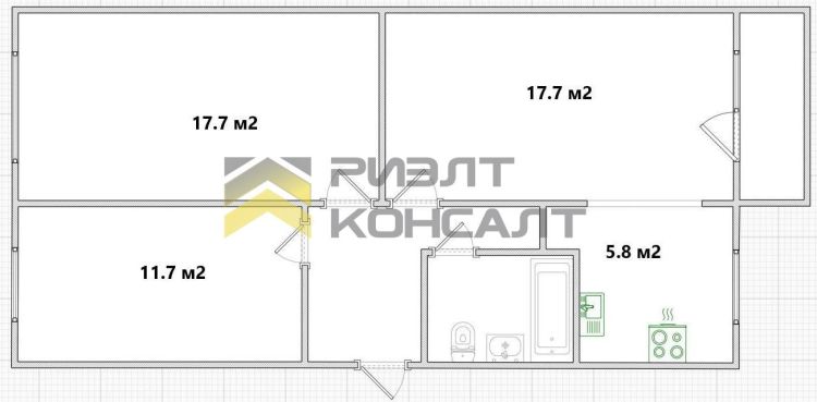 3-комн. квартира, Вторичка, 63м², 4/5 этаж миниатюра 20