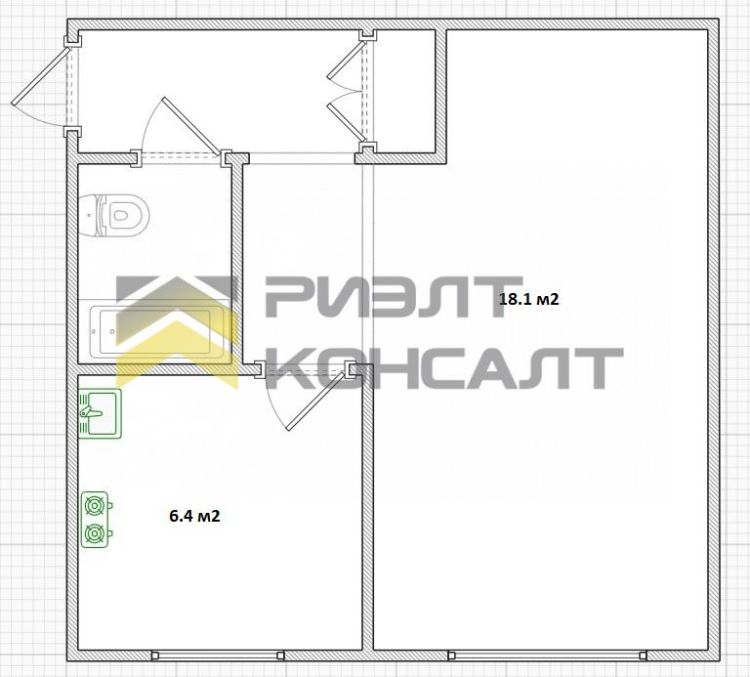 1-комн. квартира, Вторичка, 31м², 1/5 этаж миниатюра 11