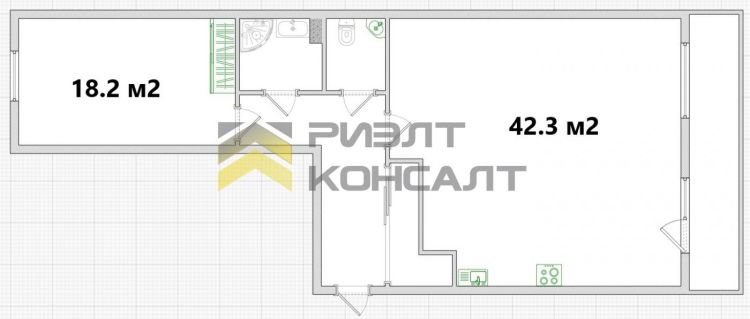 2-комн. квартира, Вторичка, 66.40м², 1/9 этаж миниатюра 26