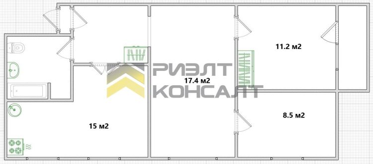 3-комн. квартира, Вторичка, 63м², 5/5 этаж миниатюра 35