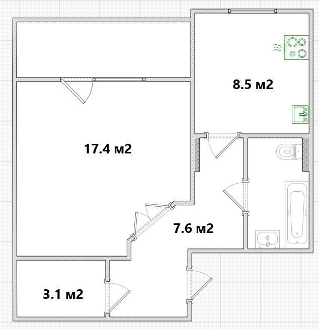 1-комн. квартира, Вторичка, 40.50м², 2/10 этаж миниатюра 17
