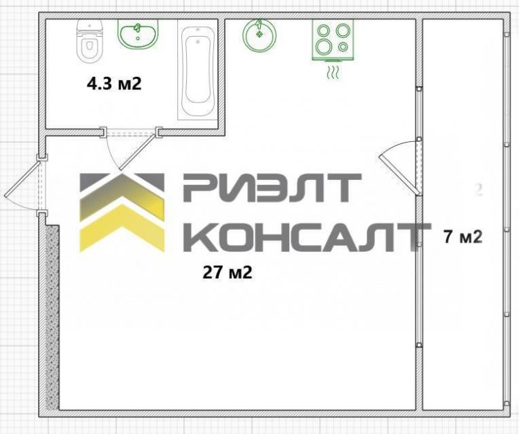 Студия, Вторичка, 38м², 5/15 этаж миниатюра 22