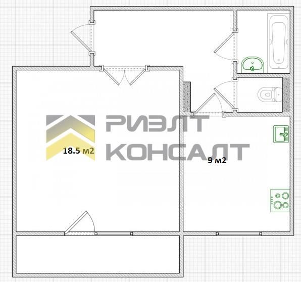 1-комн. квартира, Вторичка, 38.40м², 8/12 этаж миниатюра 11