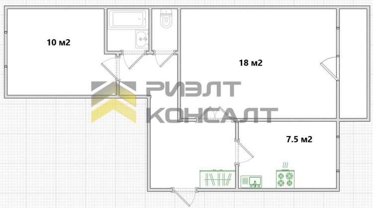 2-комн. квартира, Вторичка, 51м², 4/5 этаж миниатюра 22
