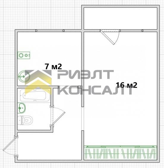 1-комн. квартира, Вторичка, 30.10м², 3/8 этаж миниатюра 15