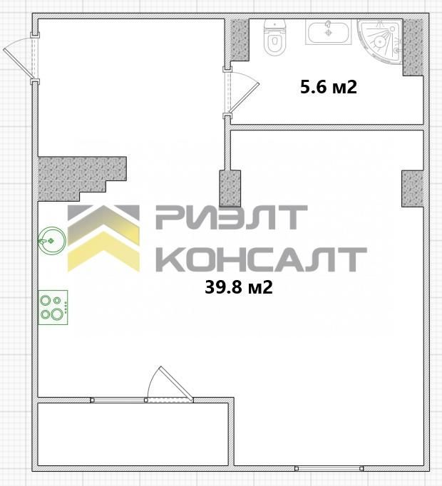 Студия, Вторичка, 45.80м², 5/19 этаж миниатюра 38