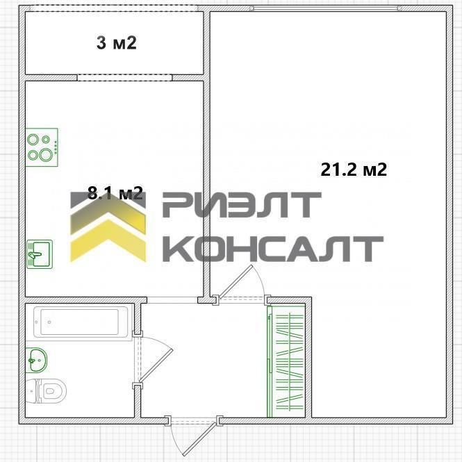 1-комн. квартира, Вторичка, 39.60м², 5/6 этаж миниатюра 12