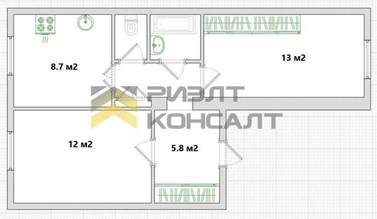 2-комн. квартира, Вторичка, 43м², 2/4 этаж миниатюра 22