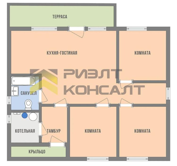 Дом, 113.50м², 6 соток, 1 этаж, 3 комн., стены: Экспериментальные материалы миниатюра 2