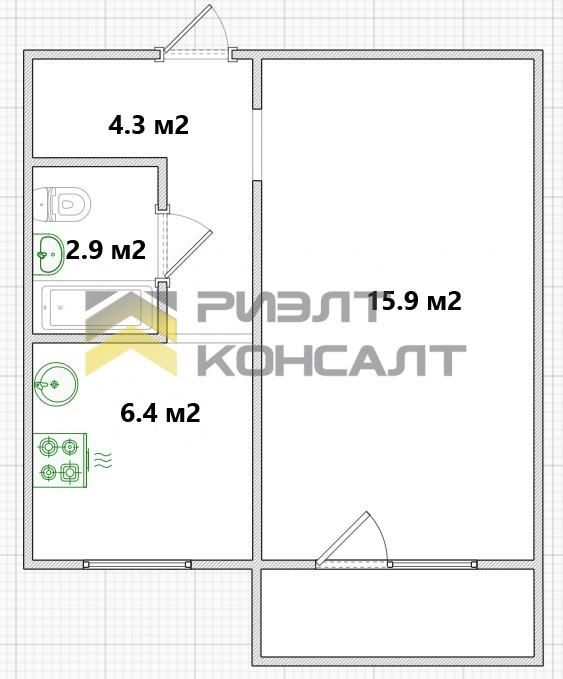1-комн. квартира, Вторичка, 29.50м², 3/5 этаж миниатюра 17