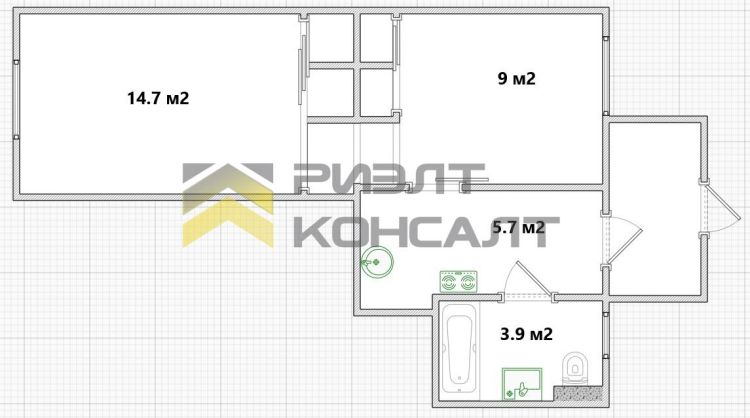 2-комн. квартира, Вторичка, 40м², 1/1 этаж миниатюра 12