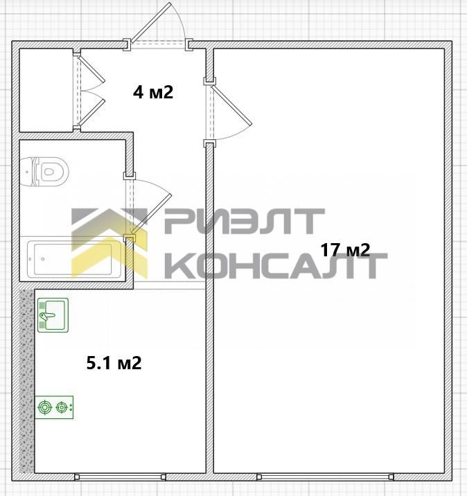 1-комн. квартира, Вторичка, 29.70м², 8/9 этаж миниатюра 24