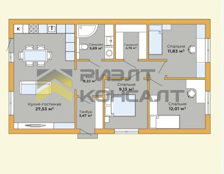 Дом, 85м², 7 соток, 1 этаж, 3 комн., стены: Газоблоки миниатюра 15